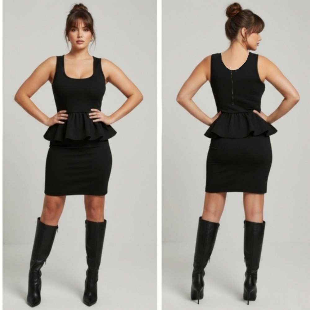 AEO Elegant Black Peplum Dress